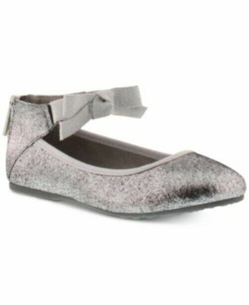 Kenneth Cole New York Little Big Girls Rose Bowie Ballet Silver size 11M